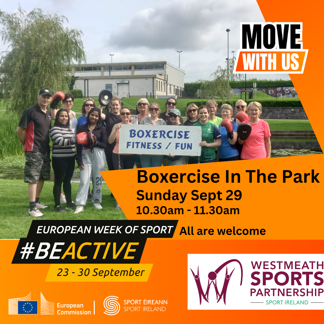 Poster advertising Boxercise in Mullingar Town Park